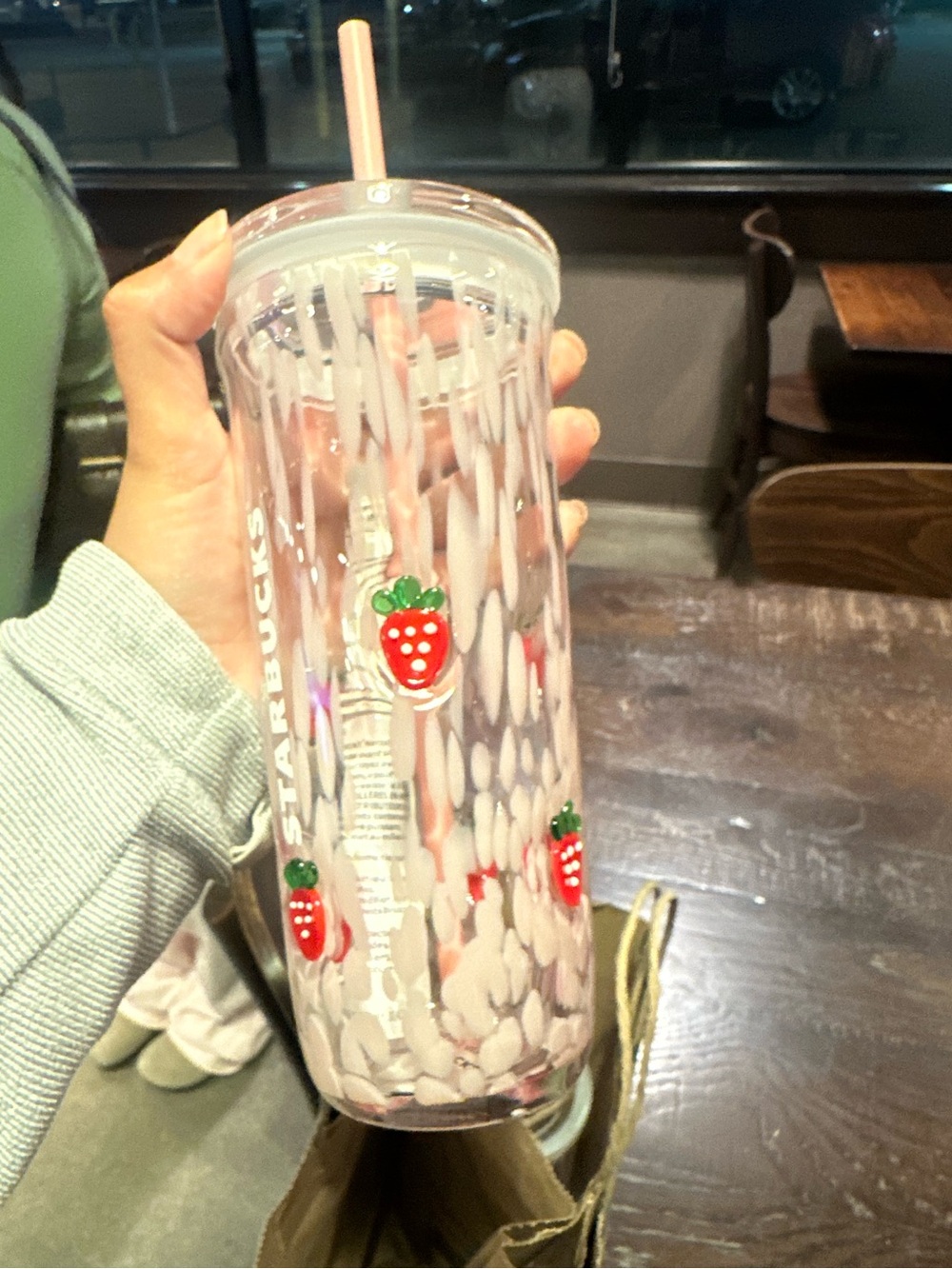 Starbucks clear pink strawberry cup with straw!